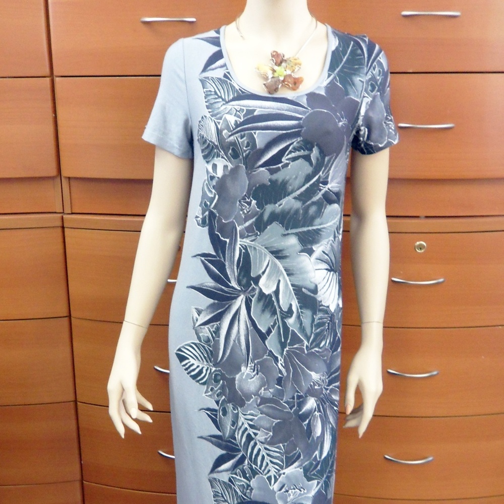 LONG SUMMER DRESS STRETCH TROPICAL MADE IN EUROPE